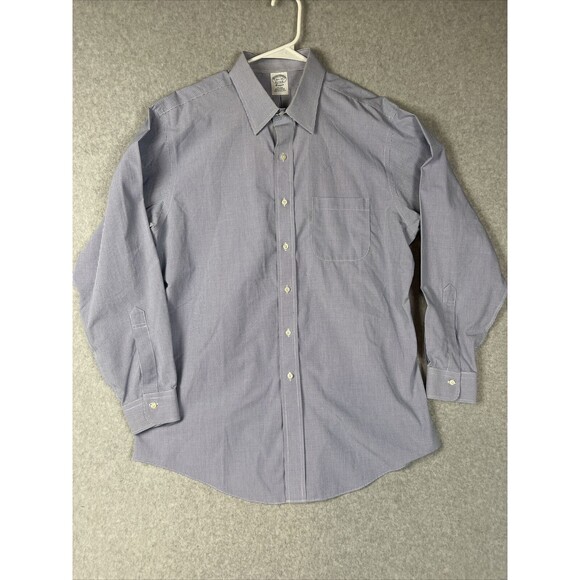 Brooks Brothers 1818 Classic Shirt Mens 16.5-34 Pin Check Long Sleeve Button Up - Picture 1 of 9